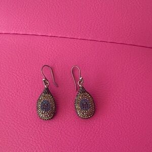 Chic Gold and Blue Teardrop Earrings